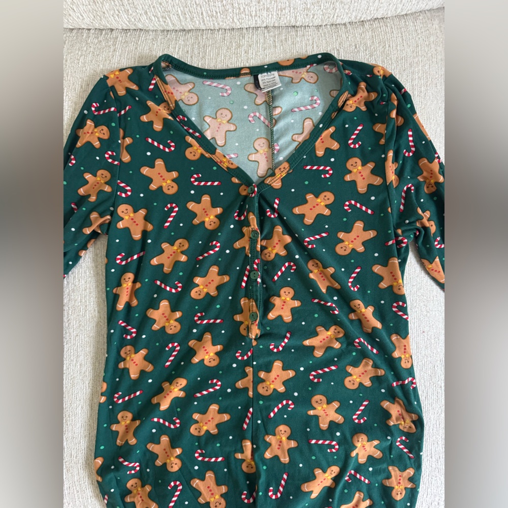 Fashion Nova Green Gingerbread Onesie